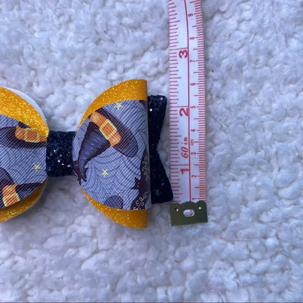 Halloween Orange Black Witches Hair Bow